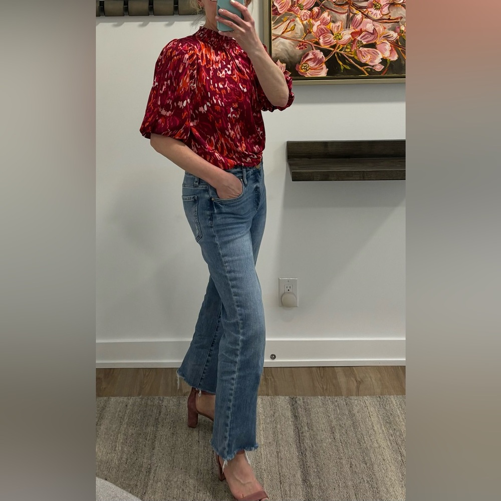 THML colourful puff sleeve blouse